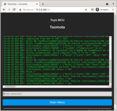 Tasmota Command Screen with Rules